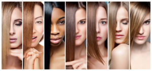 Collage of women with various hair color, skin tone and complexion